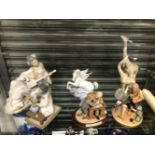 A LLADRO FIGURE ORIENTAL LADY, A SIMILAR LARGER NAO FIGURINE, A LLADRO PEGASUS, AND OTHER FIGURINES.