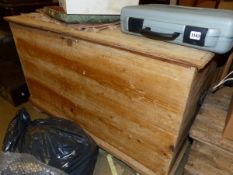A VERY LARGE PINE BLANKET BOX.