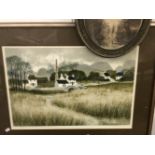 JEREMY KING (1933 - ) ARR. A PENCIL SIGNED LIMITED EDITION COLOUR LANDSCAPE PRINT OF A RURAL