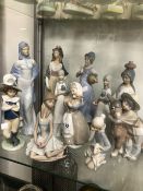 A GROUP OF LLADRO, NAO AND OTHER PORCELAIN FIGURINES.