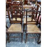 A SET OF THREE MAHOGANY CHAIR'S AND ANOTHER CHAIR ALL WITH CANED SEATS