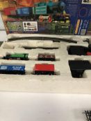 TWO HORNBY OO TRAIN SETS, EURO STAR AND INDUSTRIAL FREIGHT AND SPARE TRACK