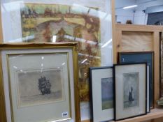 A.P WINTERINGHAM (19th/20th CENTURY) FOUR PENCIL SIGNED ETCHINGS OF MARINE VIEWS. TOGETHER WITH A