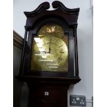 BRACKET WALLACE BRAMPTON, AN OAK LONG CASED 30 HOUR CLOCK WITH ARCHED BRASS DIAL