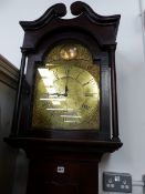 BRACKET WALLACE BRAMPTON, AN OAK LONG CASED 30 HOUR CLOCK WITH ARCHED BRASS DIAL