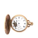 A VINTAGE MANUAL WOUND WALTHAM USA FULL HUNTER POCKET WATCH WITH AUTOMATON EROTIC DIAL. THE CASE A