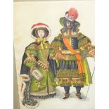 LUCAS (20th.C.) ARR. TWO THEATRICAL COSTUME STUDIES. ONE TITLED CHORUS FOR NIGHTS OF ARABY AND
