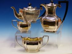 A HALLMARKED SILVER FOUR PIECE TEA SET BIRMINGHAM 1933. WEIGHT 1905grms