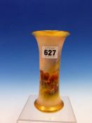 A ROYAL WORCESTER VASE, DATE CODE CIRCA 1920, THE WAISTED CYLINDRICAL SIDES PAINTED WITH HIGHLAND