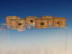 A SET OF SIX HALLMARKED SILVER NAPKIN RINGS BIRMINGHAM 1948 WEIGHT 200grms