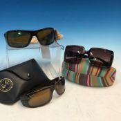 A PAIR OF DESIGNER CHANEL SUNGLASSES, REF 6008-B, 730/73 WITH DUST BAG, TOGETHER WITH A PAIR OF