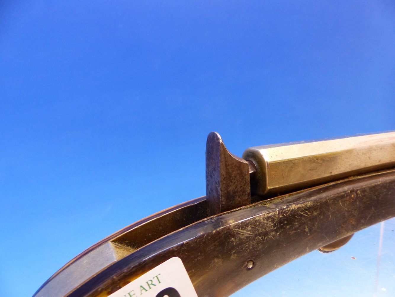 A HORN HANDLED POCKET KNIFE PERCUSSION PISTOL WITH TWO BLADES AND THE TRIGGER FOLDING IN BELOW THE - Image 8 of 9