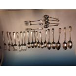 A COLLECTION OF 18TH AND 19TH CENTURY HALLMARKED SILVER CUTLERY 1776 AND LATER ( VARIOUS MAKERS) (