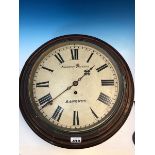 EUSTACE DURRAN, BANBURY, A MAHOGANY CASED WALL TIMEPIECE WITH FUSEE MOVEMENT, THE CASE. Dia. 41cms.