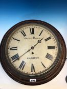 EUSTACE DURRAN, BANBURY, A MAHOGANY CASED WALL TIMEPIECE WITH FUSEE MOVEMENT, THE CASE. Dia. 41cms.