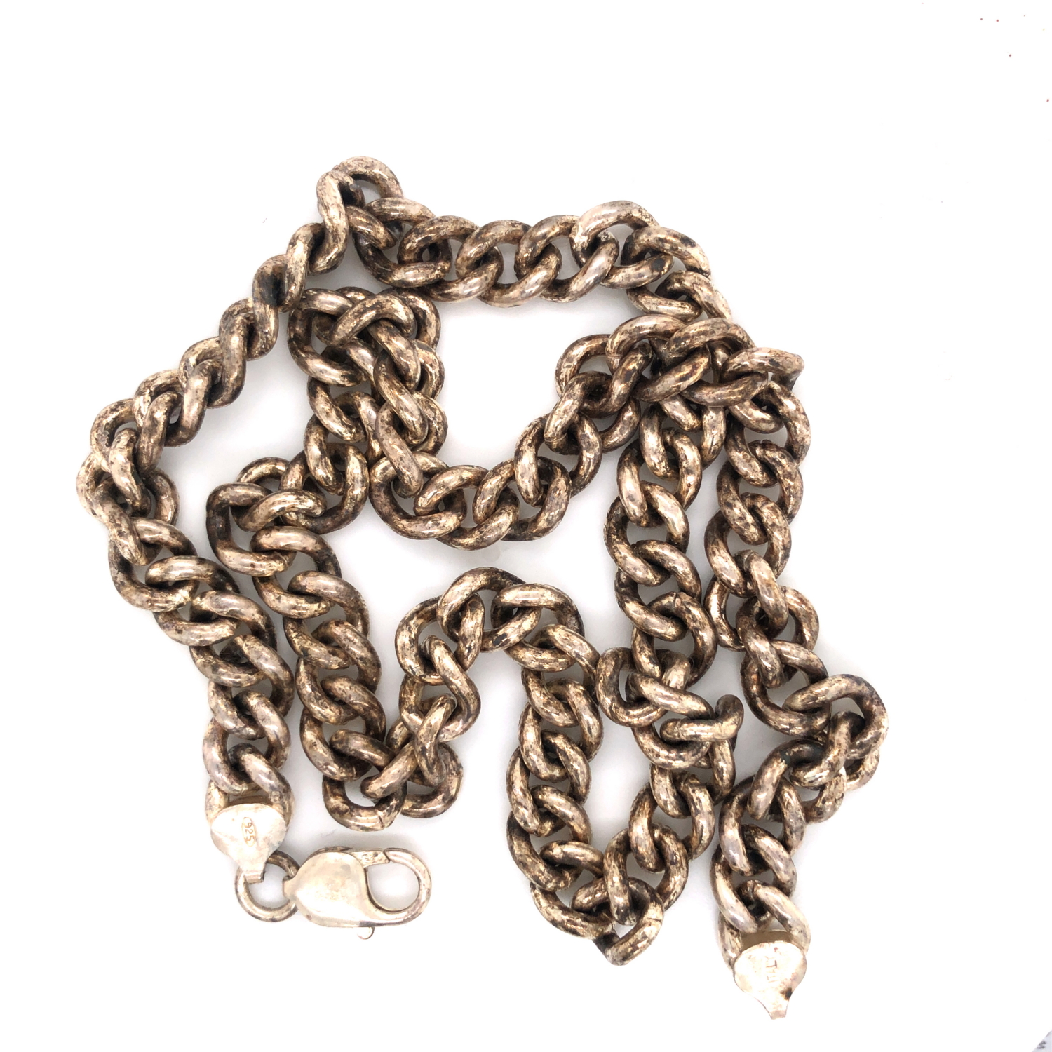 A HALLMARKED SILVER HEAVY CURB CHAIN. LENGTH 56cms, WEIGHT 113.55grms. - Image 3 of 3