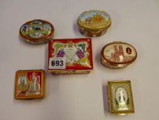 SIX BOXED HALCYON DAYS ENAMEL BOXES CELEBRATING ANNIVERSARIES OF THE QUEENS CORONATION, ALL BEING