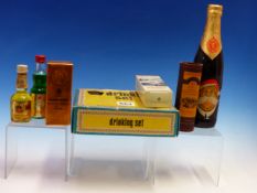 MINIATURES AND COMMEMORATIVE BEERS, THE FORMER OF WHISKY, GIN, PORT AND VARIOUS LIQUEURS, THE LAGERS