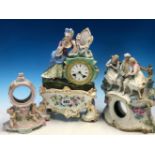 A 19th C. PARIS PORCELAIN CASED CLOCK BY MOLE, THE MOVEMENT COUNTWHEEL STRIKING ON A BELL, THE