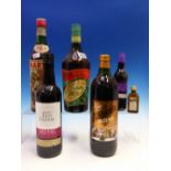 WINES AND LIQUEURS, THREE BOTTLES EACH OF CREAM SHERRY AND MULLED WINE TOGETHER WITH SEVEN OTHER