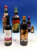 WINES AND LIQUEURS, THREE BOTTLES EACH OF CREAM SHERRY AND MULLED WINE TOGETHER WITH SEVEN OTHER