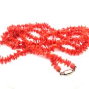 TWO VINTAGE STICK CORAL NECKLACES AND ONE OTHER, TOGETHER WITH A PAIR OF WEISS PASTE CLIP ON