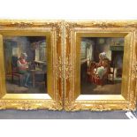 A. AUSTEN (LATE 19th.C. ENGLISH SCHOOL) RESPECTIVE TALENTS, A PAIR OF INTERIOR SCENES, SIGNED, OIL