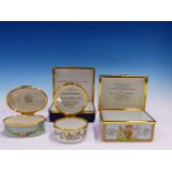FOUR BOXED HALCYON DAYS ENAMEL BOXES CELEBRATING OCCASIONS FOR PRINCES WILLIAM AND HARRY ALL BEING
