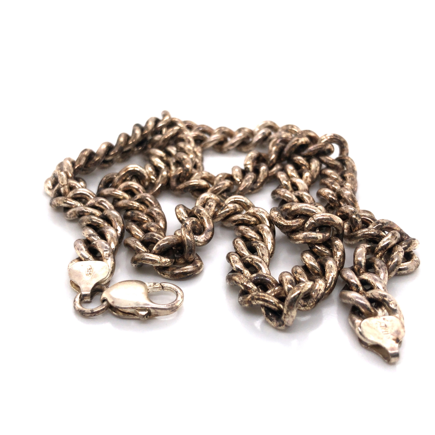 A HALLMARKED SILVER HEAVY CURB CHAIN. LENGTH 56cms, WEIGHT 113.55grms. - Image 2 of 3