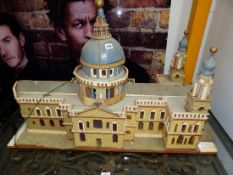 AN INTERESTING HAND BUILT ARCHITECTURAL MODEL OF ST PAULS CATHEDRAL. H.74cms. W. 107cms D. 50cms
