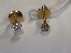 A PAIR OF SIX CLAW SET DIAMOND STUD EARRINGS WITH SCREW BACK FITTINGS FOR PIERCED EARS. APPROX