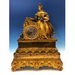 A 19th CENTURY CHARLES A PARIS, A GILT BRONZE CASED CLOCK WITH SILK SUSPENDED PENDULUM AND COUNTWHEE