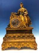 A 19th CENTURY CHARLES A PARIS, A GILT BRONZE CASED CLOCK WITH SILK SUSPENDED PENDULUM AND COUNTWHEE