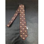 A HERMES SWAN PRINT SILK NECKTIE.