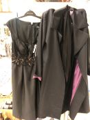 AN UNWORN WITH TAGS LADIES BLACK EVENING DRESS BY JOHN CHARLES SIZE 12, TOGETHER WITH A FURTHER