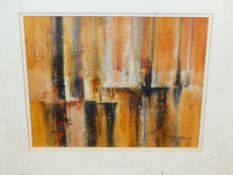 ROLAND BYRNE (CONTEMPORARY) ARR. AN ABSTRACT COMPOSITION, SIGNED. GOUACHE. 22 x 28cms