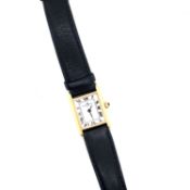 A BAUME & MERCIER GOLD CASED UNISEX TANK WATCH (No.795626/38307) THE HEAD MEASURING 23mm WIDE (