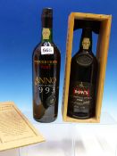 PORT, A BOTTLE OF COCKBURNS 1993 PORT, TOGETHER WITH A WOODEN BOXED BOTTLE OF DOWS 1994 PORT