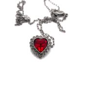 A SWAROVSKI CRYSTAL MATCHING RED LOVE HEART PENDANT AND BRACELET SET, COMPLETE WITH ORIGINAL BOXES.