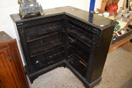 VICTORIAN BLACK PAINTED CORNER BOOKCASE (CONSTRUCTED FROM PERIOD TIMBERS) 93CM WIDE