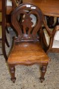 VICTORIAN OAK HALL CHAIR WITH SOLID SEAT