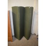 VINTAGE FOUR-FOLD GREEN UPHOLSTERED SCREEN, 172CM HIGH