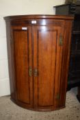 OAK AND MAHOGANY WALL MOUNTING CORNER CUPBOARD, 67CM WIDE