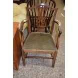 OAK CHIPPENDALE STYLE CARVER CHAIR