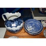 LARGE VICTORIAN WATER JUG AND TWO BOWLS IN THE SPODE ITALIAN PATTERN