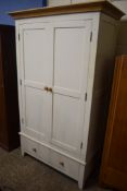 MODERN WHITE PAINTED WARDROBE WITH DRAWER BASE, 118CM WIDE