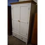 MODERN WHITE PAINTED WARDROBE WITH DRAWER BASE, 118CM WIDE