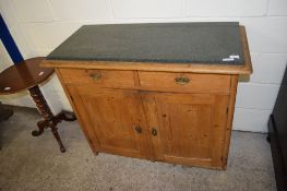 PINE MARBLE TOPPED SIDE CABINET, 110CM WIDE