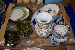 TRAY OF CERAMIC ITEMS INCLUDING TWO ROYAL WORCESTER FRUIT PATTERN DISHES