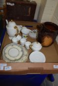 TRAY CONTAINING CERAMIC ITEMS INCLUDING A COFFEE SET IN THE WHITE BY WEDGWOOD